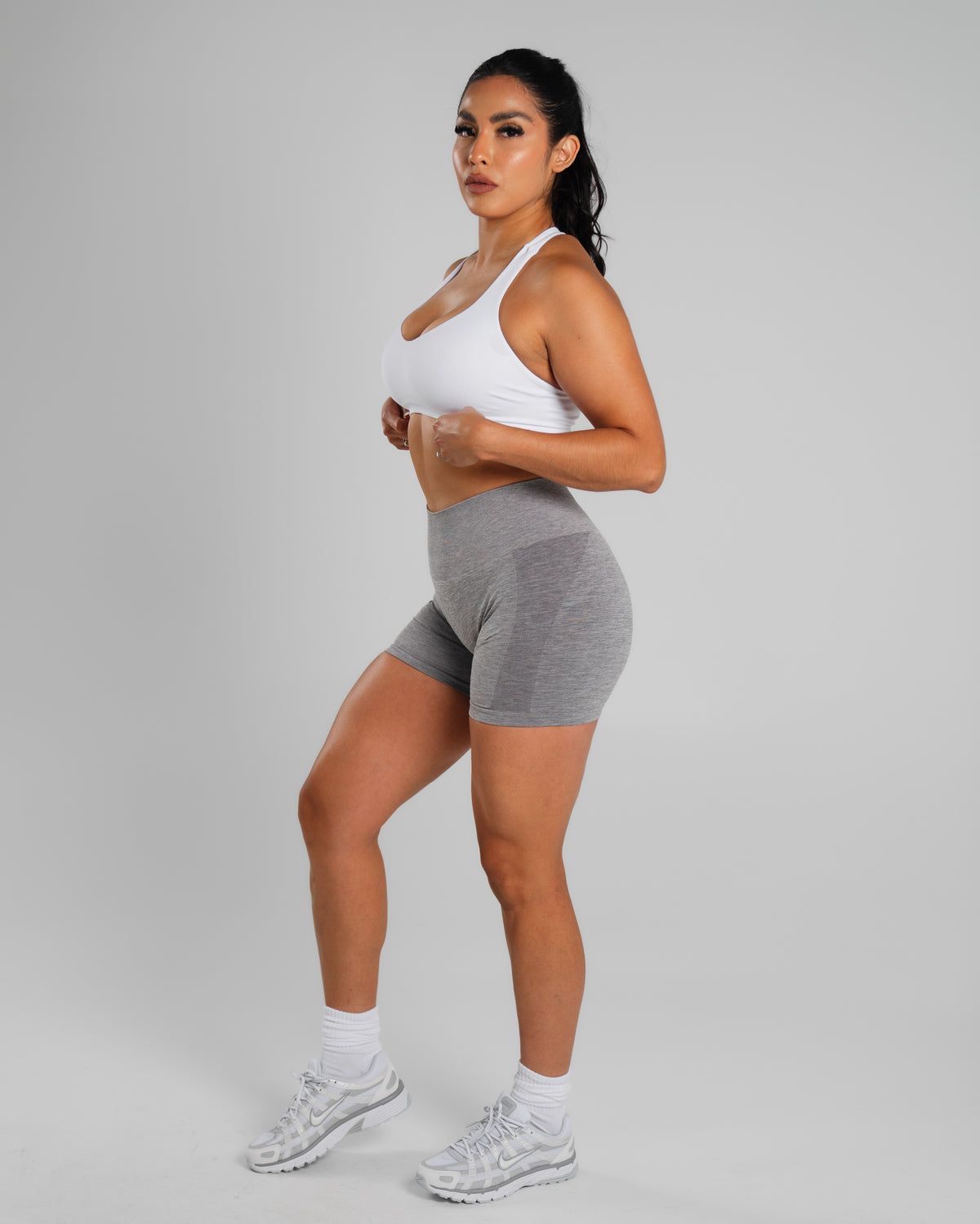Amplify Mid Rise Short - Heather Grey product media