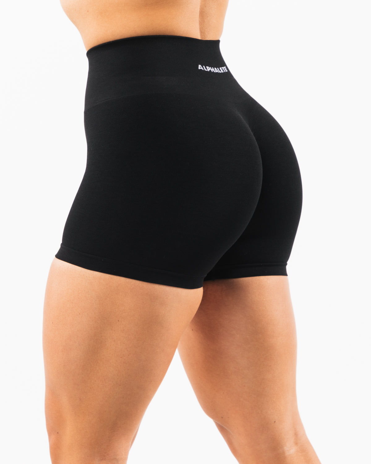 ALPHA LITE ATHLETICS フィジークショートパンツ 29インチ Amplify Ultra-High Rise Short - Black | Running Shorts | Alphalete