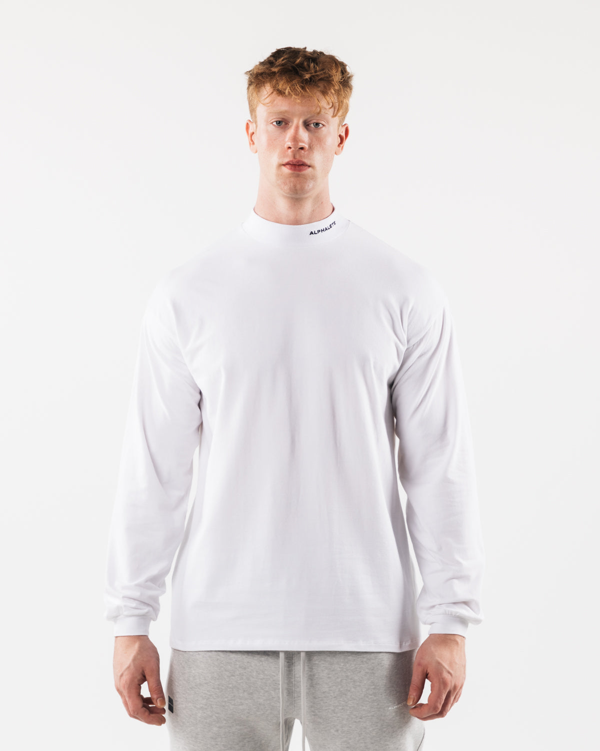 Brushed Core Mock Neck LS - White