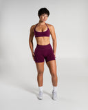 Amplify Mid Rise Short in Mulberry – women's mid-rise seamless compression shorts, view 5