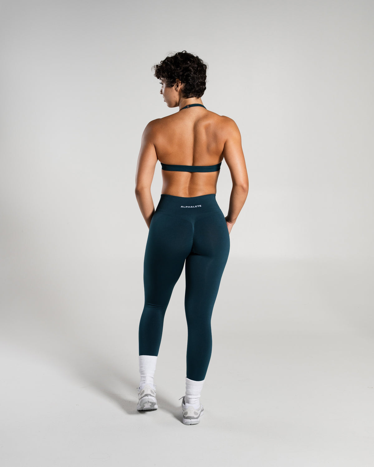Amplify Mid Rise Legging in Deep Sea – women's legging in nylon and polyester fabric, view 6