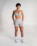 Amplify Mid Rise Short in LT Heather – women's mid-rise seamless compression shorts, view 5