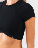 Angled Crop Tee - Black
