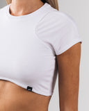 Angled Crop Tee - White
