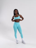 Pump Mid Rise Legging - Aqua Blue