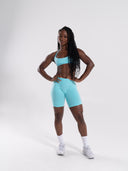 Pump Mid Rise Biker Short - Aqua Blue