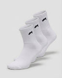 Elite Wolf Quarter Crew Sock 3pk in White – unisex crew socks