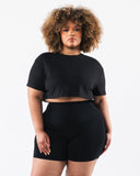 OT Oversized Crop Tee - Black