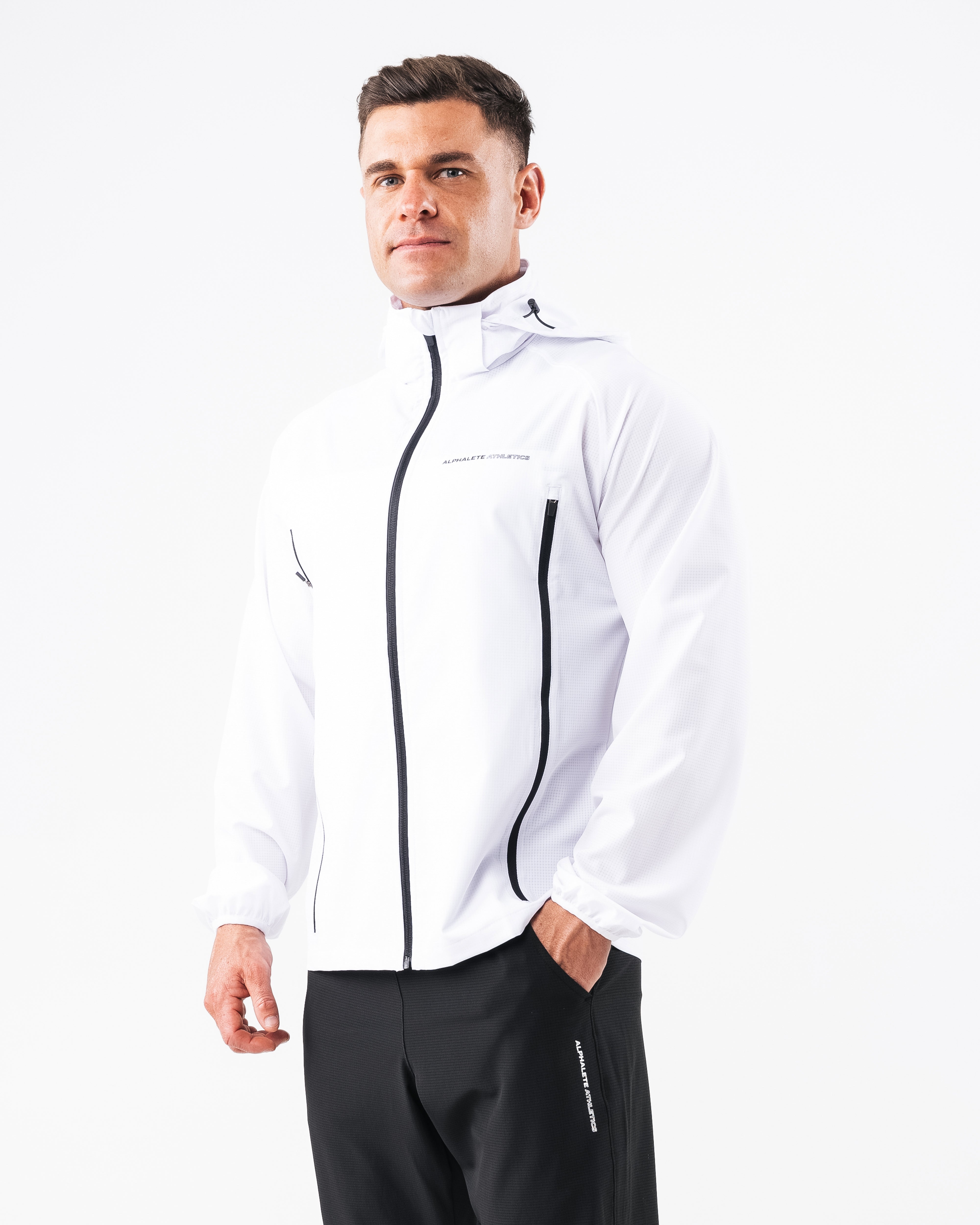 Infinity Tech Jacket - White | Men Workout Clothes | Alphalete