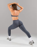 Pump Mid Rise Legging - Dusty Navy w/ Logo