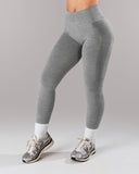 Pump Mid Rise Legging - Heather Grey w/ Logo
