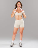 Pump Mid Rise Short - Wheat w/ Logo