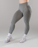 Pump Mid Rise Legging - Heather Grey w/ Logo