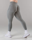 Pump Mid Rise Legging - Heather Grey w/ Logo