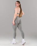 Pump Mid Rise Legging - Heather Grey w/ Logo