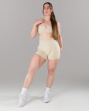 Pump Mid Rise Short - Wheat w/ Logo