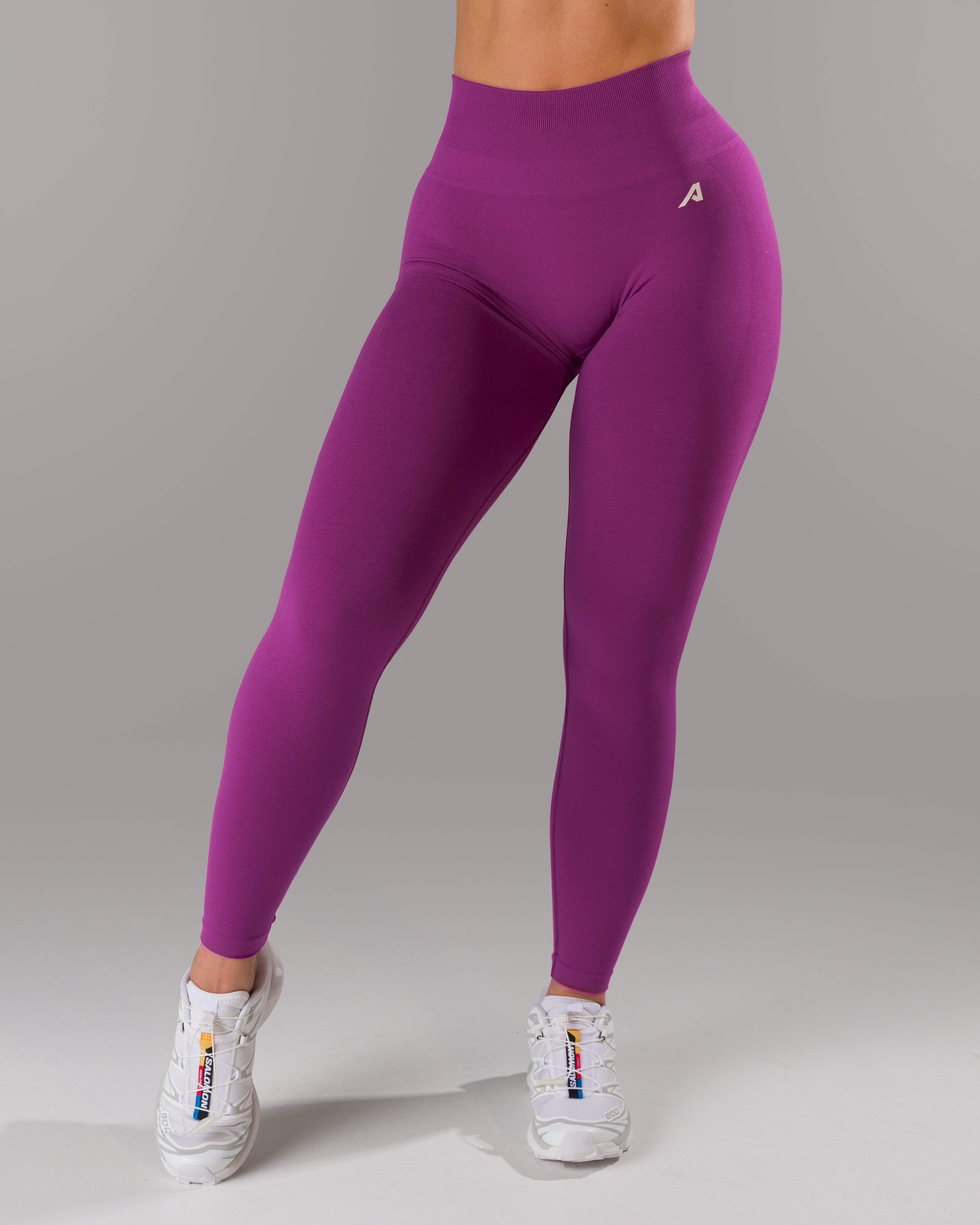 Pump Mid Rise Legging - Acai Berry w/ Logo | Alphalete – Alphalete