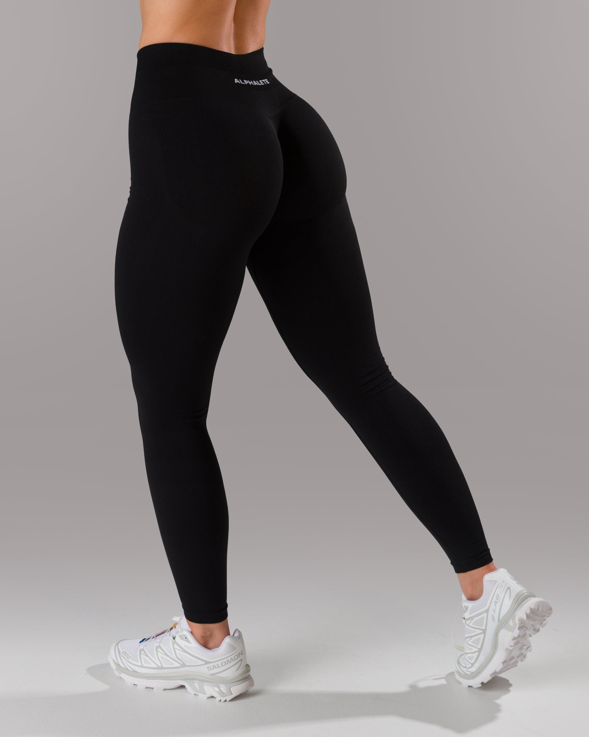 Pump Mid Rise Legging - Black w/ Logo – Alphalete Athletics CA