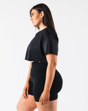 Margo Mesh Crop Tee - Black