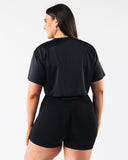 Margo Mesh Crop Tee - Black