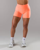 Dip Back Mid Rise Short - Neon Coral