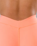 Dip Back Mid Rise Short - Neon Coral