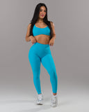Dip Back Mid Rise Legging - Cerulean