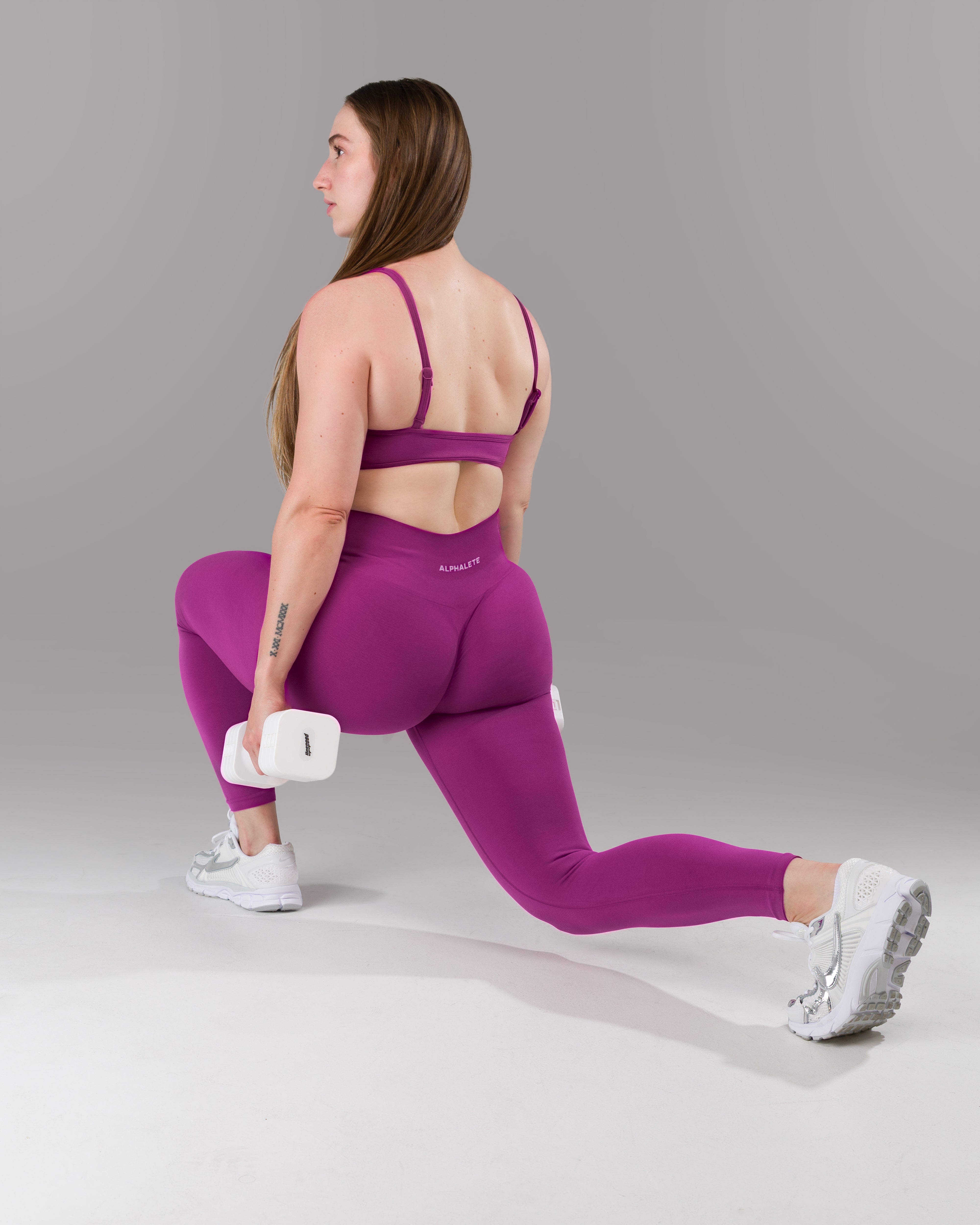 Pump Mid Rise Legging - Acai Berry w/ Logo | Alphalete – Alphalete