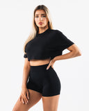 OT Oversized Crop Tee - Black