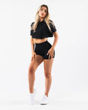 OT Oversized Crop Tee - Black