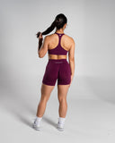 Pump High Rise Short in Mulberry – women's high-rise seamless compression shorts, view 4