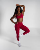 Pump Mid Rise Legging in Strawberry Jam – women's mid-rise seamless compression legging, view 7