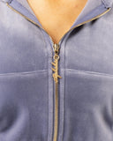 Velour Zip Hoodie - Dusty Blue