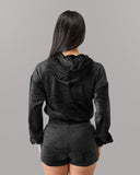 Velour Zip Hoodie - Black