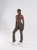 Pump Mid Rise Flared Pant Long - Khaki