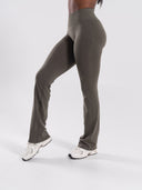 Pump Mid Rise Flared Pant Long - Khaki