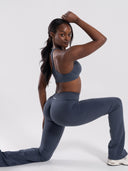 Pump Mid Rise Flared Pant Long - Dusty Navy