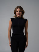 Zip Muscle Tank - Black