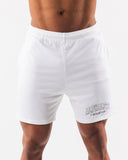 White mesh 6" men's workout shorts 