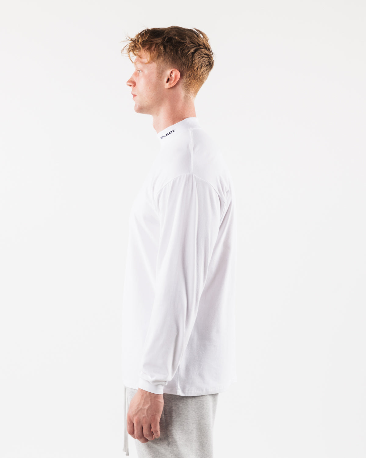 Brushed Core Mock Neck LS - White