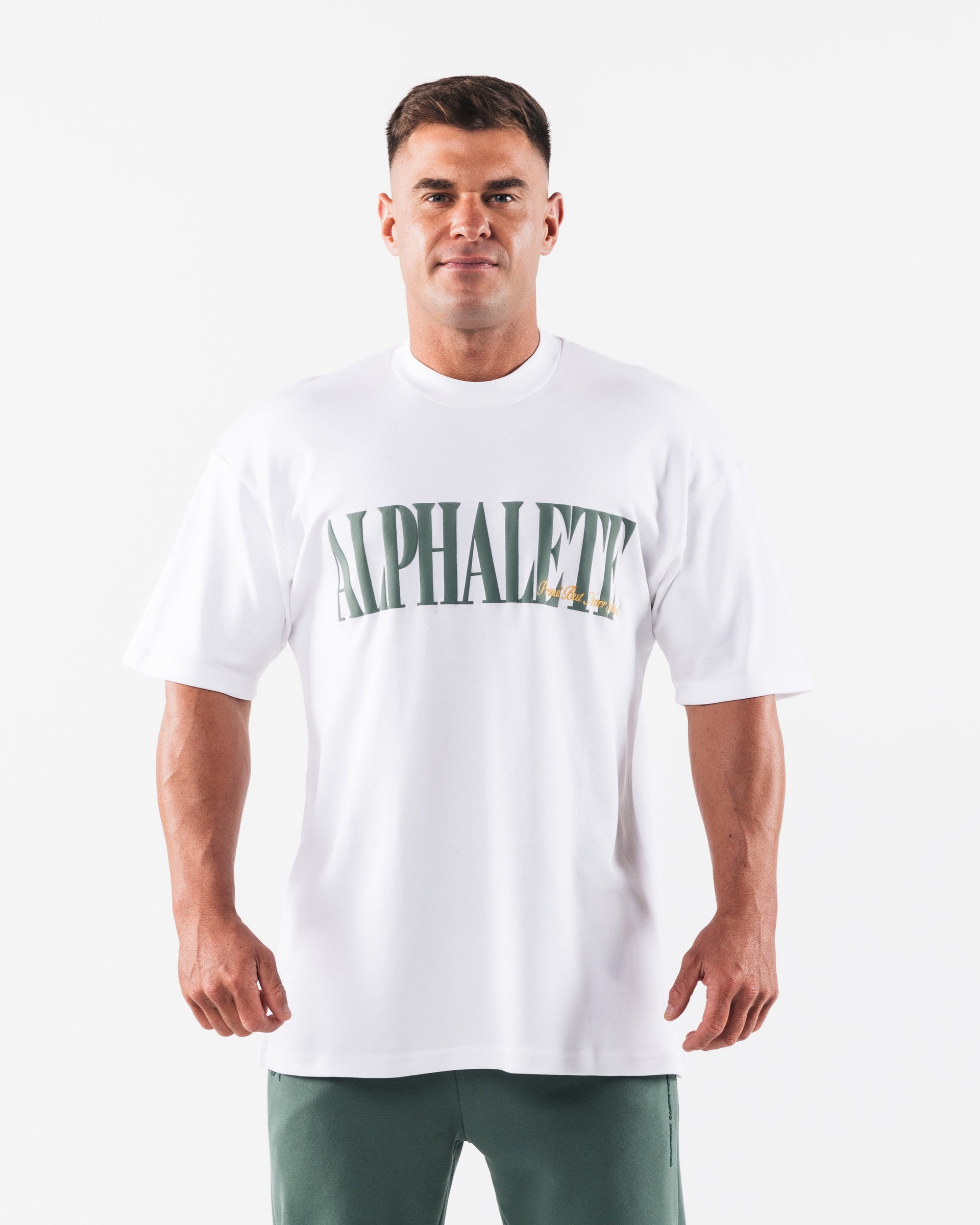 Alphalete Athletics Color Block White Active T-Shirt Size S - 69% off